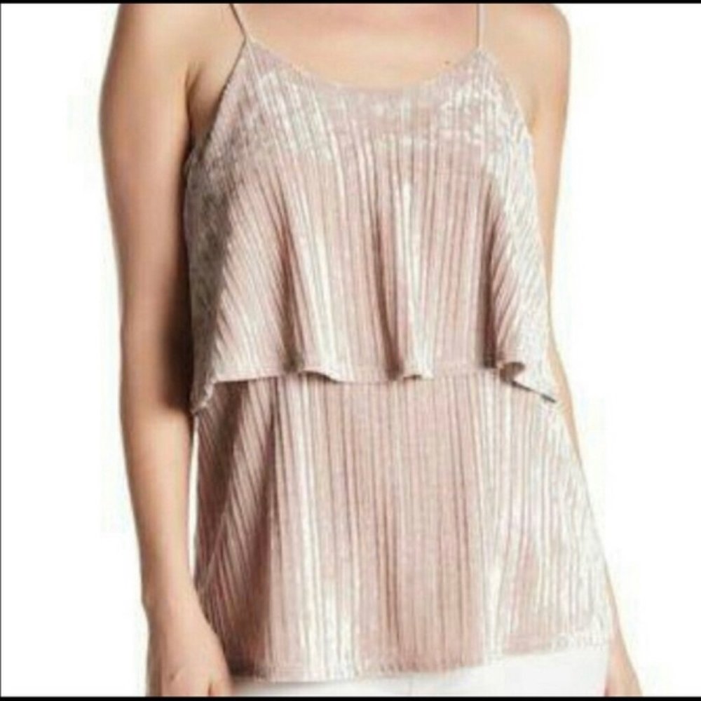 Ro & De Blush Pink Crushed Velvet top